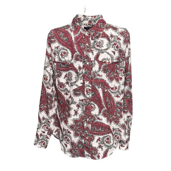 NEW WITH TAGS Isabel Marant Paisley Print Long Sleeve Button-Up Top Size: S | US - Picture 1 of 15